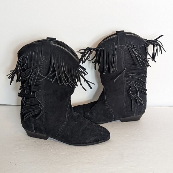 Vintage Western Suede Boots Stagecoach Desert Inspired Fringe Southwest Boho - Picture 9 of 9